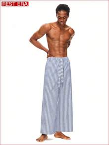 Rest Era 男士条纹印花家居裤一件装，冬季款 - 彩色 - 查看 5