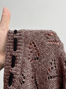 Elenzga 大码系带简约休闲短袖开衫 - 鏽棕色 - 查看 7