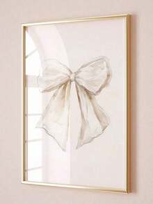 1pc Beige Bow Wall Art Picture Grandmillenial Aesthetic Canvas Prints Paintings Ribbon Poster Vintage Bows Decor For Bedroom, Living Room, Or Girl Room Decor Unframed Or Framed