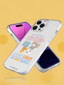 1 pieza Funda de teléfono con invitación a la fiesta de cumpleaños de Jerry de TOM & JERRY x SHEIN, de textura de alta gama, sencilla, totalmente transparente, a prueba de golpes y de moda. Compatible con iPhone. - transparente - Ver 4