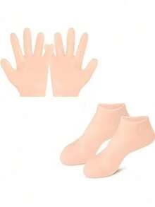 1/2/4pcs Pink Silicone Moisturizing Hand And Foot Mask Gloves/Socks, Exfoliating And Hydrating Gel Treatment - Multicolor - View 16