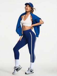 Eassivo Leggings sin costuras de cintura alta con ribete de contraste