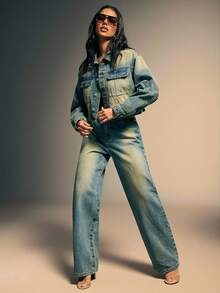 Denimoi 高级牛仔布对比缝线牛仔夹克 - 中等水洗藍 - 查看 5