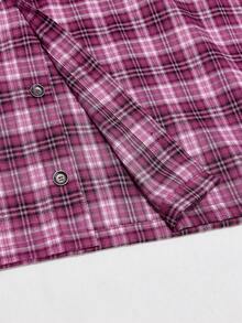 NEON BLANC Men's Letter & Figure Print Plaid Long Sleeve Single-Breasted Casual Shirt - Pink - View 6
