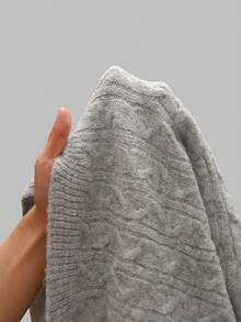 SHEIN TRNDY 1pc Women's Gray V-Neck Sweater, Minimalist & Versatile, Hollow Bowknot Design, Long Sleeve, Knitted, Casual, Autumn/Winter - Grey - View 7