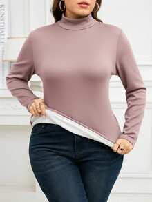 SHEIN Clasi 大码女式保暖长袖T恤，秋冬 - 珊瑚粉 - 查看 6