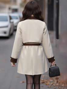 SHEIN Teen GirlCasual Hooded Fleece Jacket, Daily Wear