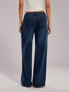 SHEIN Forever 21 Xuân Hè Nữ Lãng mạn/Dạ hội/Trang trọng/Sinh nhật/Thập niên 90/Công sở thường ngày/Thanh lịch/Trang phục phương Tây/Đi chơi/Thời trang/Thường ngày/Quần áo Y2k/Câu lạc bộ/Văn phòng/Cocktail/Cổ điển/Bodycon/Trang phục Rave/Vui nhộn/Sang trọng/Quý tộc/Đường phố/Kỳ nghỉ/Hòa nhạc đồng quê/Công sở/Khiêm tốn/Nghỉ xuân/Trang phục độc thân/Hòa nhạc/Baddie/Cơ bản/Tốt nghiệp/Xanh lam/Cạp trễ/Quần rộng thùng thình/Ống thẳng/Ống rộng/Trang phục cao bồi/Quần jean - Xanh đậm - Xem 2