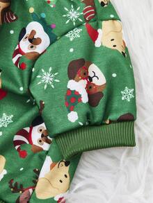 PETSIN 1件装圣诞狗狗头套，戴着圣诞帽，雪花图案，宠物圣诞亲肤透气服装 - 彩色 - 查看 5