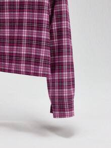 NEON BLANC Men's Letter & Figure Print Plaid Long Sleeve Single-Breasted Casual Shirt - Pink - View 4