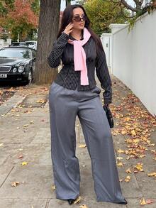 NegzBox Women's Dark Grey Woven Fabric Casual Long Pants With Zipper Detail - Dark Grey - View 1
