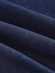 SHEIN MOD 女式休闲牛仔口袋裙 - 深色水洗藍 - 查看 3