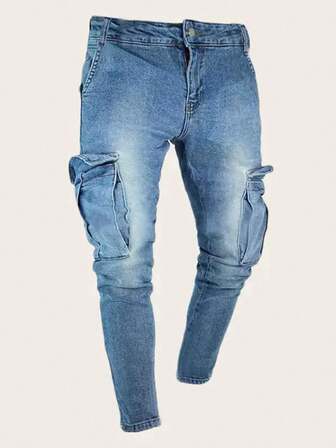 Manfinity Roughcore Guys Pocket Side Skinny Jeans