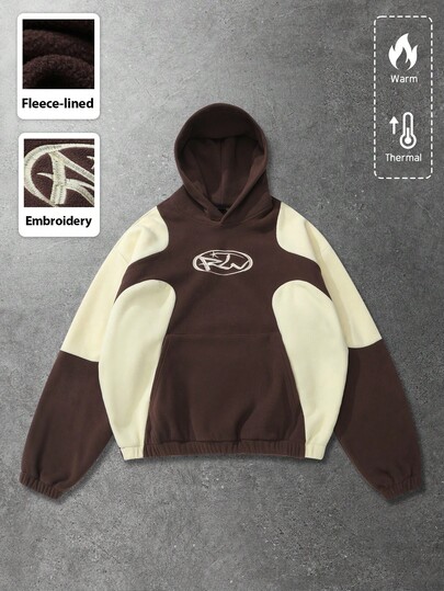 Street Life Sudadera con capucha unisex con estampado en inglés y patchwork, estilo casual de calle, sudadera americana para otoño/invierno