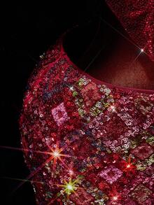 Amplova 女式圣诞派对低腰几何亮片迷你裙 - 彩色 - 查看 8