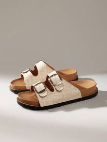 Solecia 女士休闲百搭波西米亚风平底凉鞋 - 杏色 - 查看 2