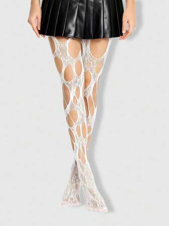 Goth Calze a rete nere sexy e strappate da donna