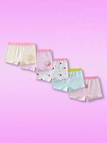 5条装 女童可爱草莓水果印花清新迷人柔软亲肤内裤 - 彩色 - 查看 1