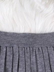 Tween Girls Embroidered Crew Neck Sweater & Pleated Skirt Set, Grey, Soft & Comfortable For Daily, Outdoor, Travel, Vacation, Home, DTween Girlre, And Kids Play Wear Girls Knitted Dress Girls Sweater Dress Fall Dress For Girl Grey Dress For Girls Girls Autumn Winter Dress Girls Gray Skirt Tween Pleated Skirt Set Skirt And Shirt Out Fits For Tweens Gray Teen Girl Skirt Sets Teen Girl Dresses Long Sleeve - Grey - View 4