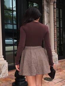 Durrani Popal 长袖圆领上衣休闲夏季春假休闲胶囊衣橱日常机场度假秋冬 - 巧克力棕 - 查看 2