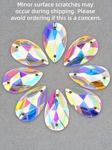 17*28mm 20szt Kryształ AB Kolor Szycie Kropla Kryształki Płaskie Żywica Kamienie Szyć Na Kryształowe Aplikacje Strass Do Sukienki