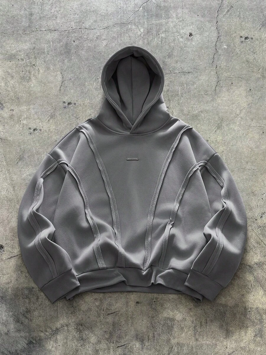 AXEPEAK Men's Casual Hoodie With Deconstructed Curved Paneling,Stretchy