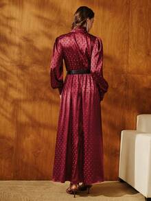 Anewsta Vestido Longo Elegante Feminino, Adequado para Convidado de Casamento, Halloween, Cor Borgonha, Outono