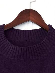 Linhara Plus Size Women Knitted Wool Sweater Loungewear Set, Coffee Color - Purple - View 6