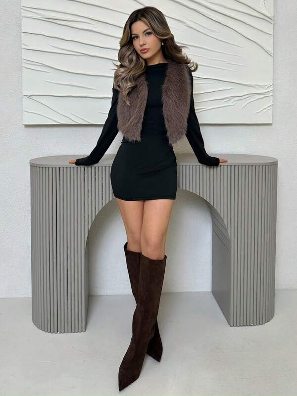 Jemour Chaleco Abrigado Para Mujer Con Frente Abierto