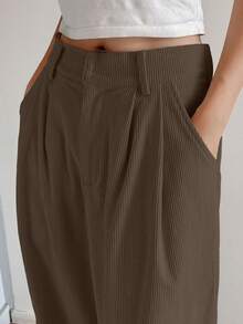 DAZY 女式宽松口袋阔腿灯芯绒裤