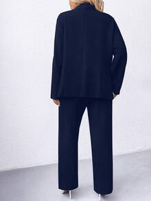 Linhara بلايزر كاجوال للعمل بياقة مفصصة أكمام طويلة لون أحادي للنساء مقاسات كبيرة