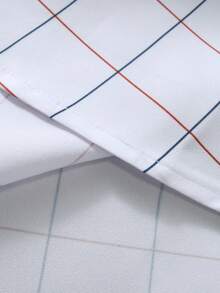 Manfinity Mode 大码男式常规版型长袖前扣格子休闲衬衫 - 白色 - 查看 5