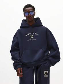 SUMWON Overhead Hoodie And Jogger Co-Ord Set State Of The Art Textured Navy Lounge Wear - Royal Blue - View 3