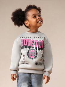 SUMWON Houston Vereinigte Staaten bedruckter Pullover für Kinder mit Rundhalsausschnitt, Langarm, lässiger Pullover - Grau - Übersicht 1