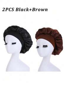 Silk Bonnet For Sleeping, Satin Hair Bonnets, Soft Elastic Band Silk Sleep Cap, Silk Hair Wrap For Curly Hair, Ideal For Overnight Curls Preservation, All-Season Shower Caps, Comfortable For Chemotherapy Patients Home Bathroom Decor Fall Decor  Hair Bonnet - Multicolor - View 19