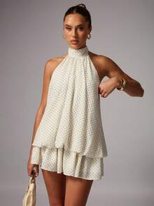 Avenya Váy ngắn không tay chấm bi, chân váy xòe - Nhiều màu - Xem 4