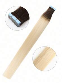 20pcs 50g Tape In Hair Extension, 100% Human Hair Extension For Salon Silky Seamless Invisible, T2/60# Dark Brown Rooted Ombre Blonde Color, For Thinning Hair Woman Natural Look Top Quality - S2/24 - View 2