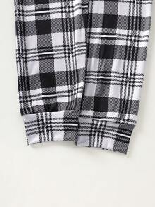 2pcs/Set Girls Plaid Print Heart Pattern Long Sleeve Top And Pants Snug Fit Casual Loungewear,Tween Girl Pajamas For Fall&Winter Clothings - Grey - View 7