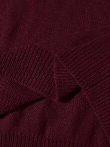 Manfinity CasualCool Men's Quarter Zip Solid Color Long Sleeve Casual Sweater Burgundy Men - Burgundy - View 6