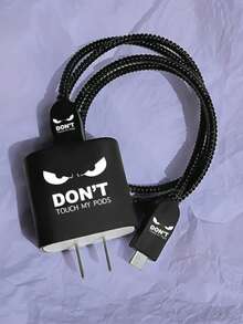 JMMO Angry Face Design Charging Adapter & Cable Protector Set Compatible With Iphone 14/15 Pro Max, Charging Adapter & Cable Protector Compatible With Iphone 13/12/11, 18/20W Winding Organizer, Gift For Boyfriends/Girlfriends Charger Protector