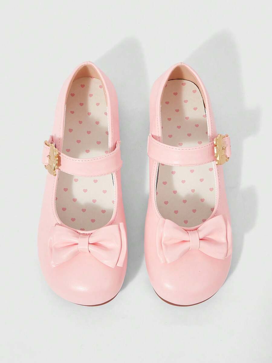ROMWE Kawaii Women's Brown Loafers, Closed Toe Mary Jane Shoes, Bow Lace Lolita Ballet Flats - Pink - View 1