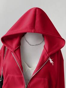 Sweetra Young Teen GirlCasual Korean Style Loose Cropped Open Front Thick Autumn/Winter Versatile Sweatshirt - Burgundy - View 5