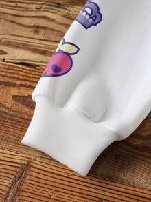 HELLO KITTY AND FRIENDS | SHEIN 青少年女孩休闲字母和卡通图案圆领运动衫，秋季 - 白色 - 查看 4