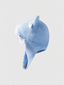 ROMWE Goth 1 Cute Blue Knitted Hat, Y2K Plush Bone Lace Hat, Creative And Kawaii Cat's Ear Hat - Blue - View 8