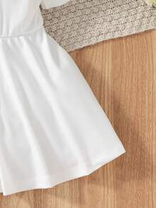 Baby Girl Cute Puff Sleeve Peter Pan Collar Dress, Whether Playing On A Sunny Spring Day Or Attending A Cozy Family Gathering, This Dress Will Make The Little Princess Radiate Endless Charm - White - View 6