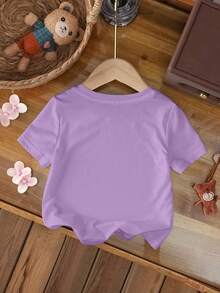 BABY SHARK X SHEIN Baby Girl Cute Cartoon Shark & Letter Graphic Short Sleeve T-Shirt, Casual Everyday Wear - White - View 2