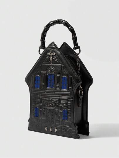 Grunge Punk Vintage Castle-Shaped Handbag, Fashionable Design