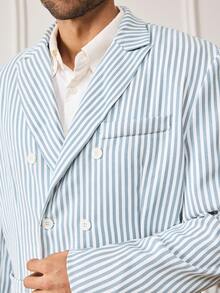 EASEVO Blazer Kasual Pria Ukuran Besar - Blue and White - View 3