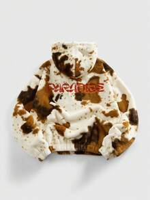 ROMWE MEN Street Life 男士休闲街头刺绣抓绒连帽长袖外套，秋冬款 - 彩色 - 查看 2