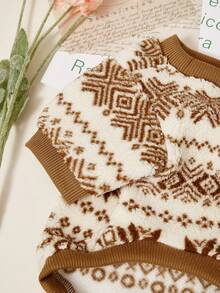 PETSIN 1件宠物猫狗通用时尚经典公平岛图案印花可爱双面弹力毛绒舒适保暖狗狗圆领卫衣 - 彩色 - 查看 6